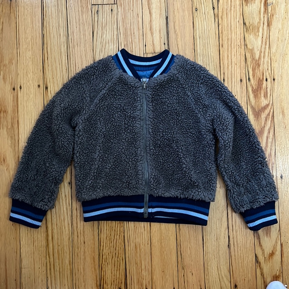 Splendid LA Toddler Boys Bomber Shearling Jacket Zip Up, 2T Grey Blue